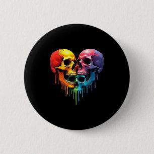 Chapa Redonda De 5 Cm Orgullo Lgbt Halloween Horror Esqueleto Cráneo Arc