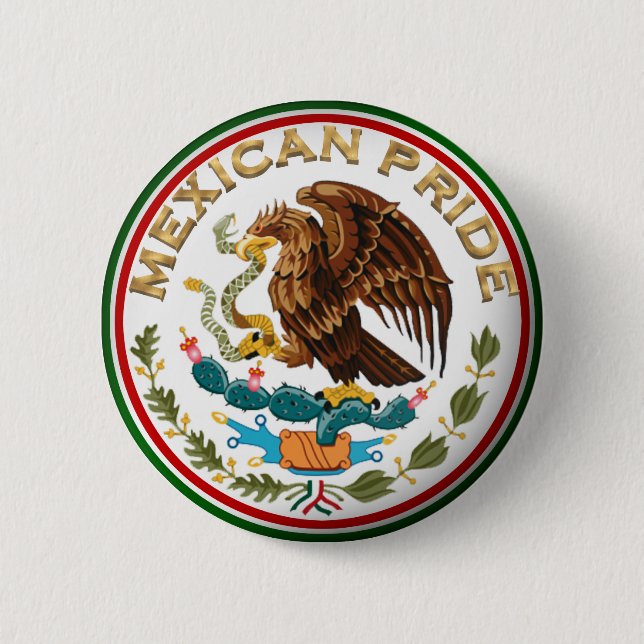 Chapa Redonda De 5 Cm Orgullo mexicano (Águila de bandera mexicana) (Anverso)