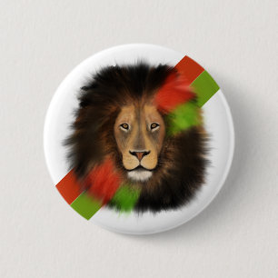 Chapa Redonda De 5 Cm orgullo negro león rojo verde unidad selva gato re