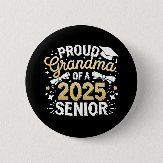 Chapa Redonda De 5 Cm Orgullosa Abuela De Graduación Dorada En 2025 (Anverso)