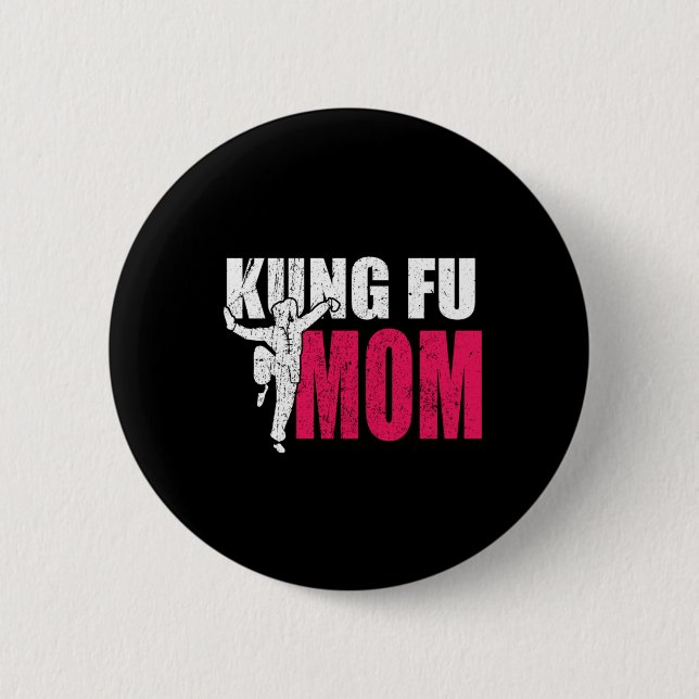 Chapa Redonda De 5 Cm Orgullosa madre de Kung Fu, regalo de madre luchad (Anverso)