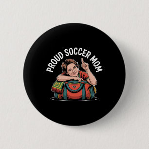 Chapa Redonda De 5 Cm Orgullosa Mamá De Fútbol Hincha Alegre Apoyo Para 