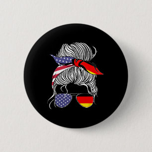 Chapa Redonda De 5 Cm Orgullosa mujer alemana americana patriota crecida