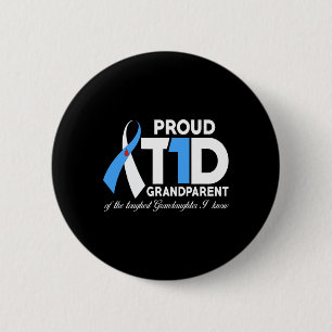 Chapa Redonda De 5 Cm Orgulloso Abuelo De T1D De La Nieta Diabetes Aw