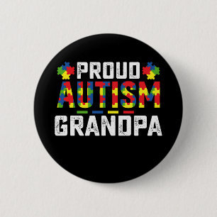 Chapa Redonda De 5 Cm Orgulloso autismo Abuelo Conciencia Familia Autist