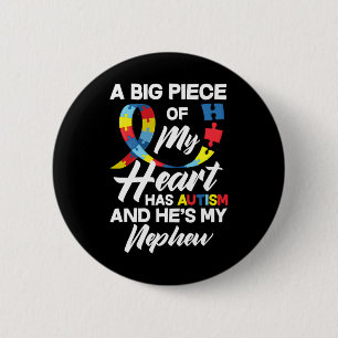 Chapa Redonda De 5 Cm Orgulloso autismo con el tío autista del sobrino a