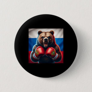 Chapa Redonda De 5 Cm Orgulloso boxeador ruso de oso boxeador ruso de bo
