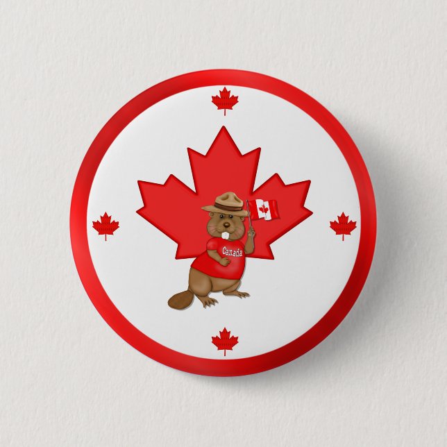 Chapa Redonda De 5 Cm Orgulloso castor canadiense (Anverso)