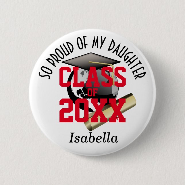 Chapa Redonda De 5 Cm Orgulloso de mi graduado (Anverso)