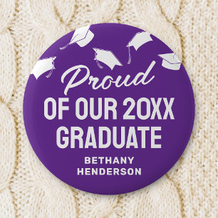 Chapa Redonda De 5 Cm Orgulloso de nuestro Purple graduado 2025
