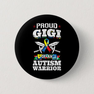 Chapa Redonda De 5 Cm Orgulloso Gigi De Un Guerrero Del Autismo Cinta G 