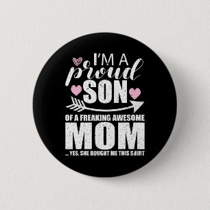 Chapa Redonda De 5 Cm Orgulloso Hijo De Un Impresionante Día de la Madre