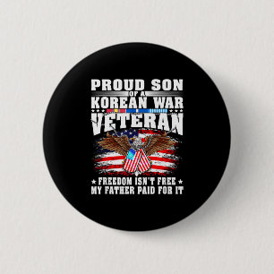 Chapa Redonda De 5 Cm Orgulloso hijo de veterano de guerra de Corea libe