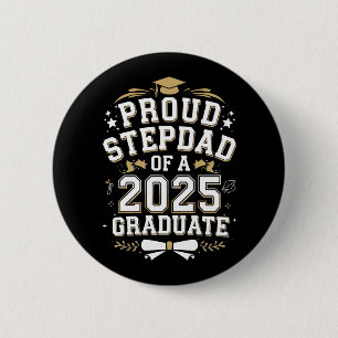 Chapa Redonda De 5 Cm Orgulloso Padrastro De Un Graduado En 2025 Graduac