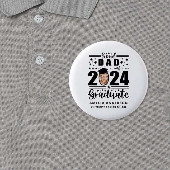 Chapa Redonda De 5 Cm Orgulloso padre de un graduado de 2024 (Subido por el creador)