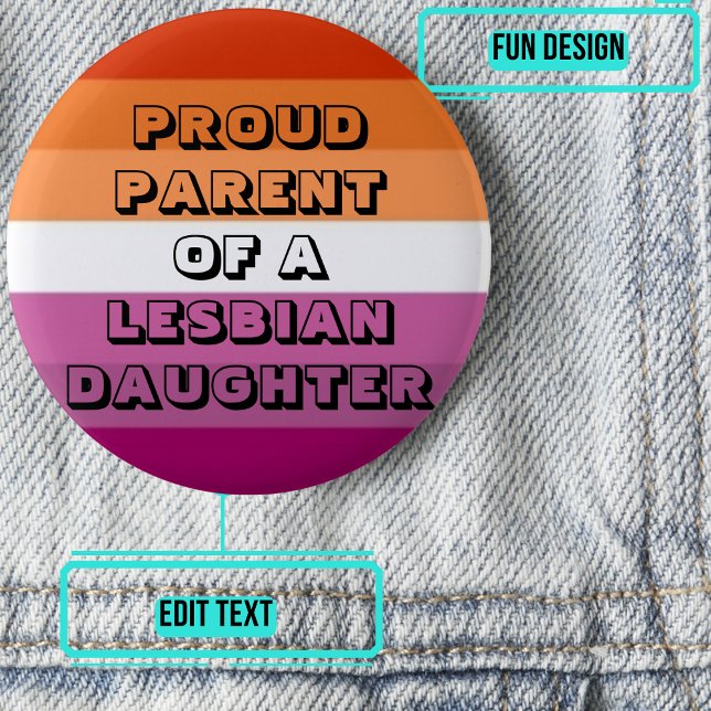 Chapa Redonda De 5 Cm Orgulloso padre de una hija lesbiana (Please enjoy our LGBTQ+ ally products)