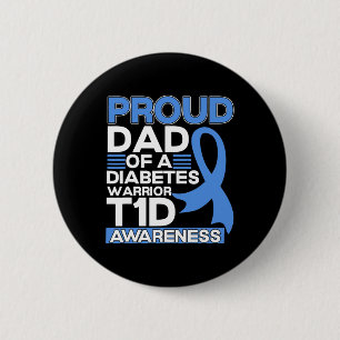 Chapa Redonda De 5 Cm Orgulloso Papá De Un Guerrero De La Diabetes Tipo