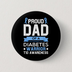 Chapa Redonda De 5 Cm Orgulloso Papá De Un Guerrero De La Diabetes Tipo 