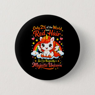 Chapa Redonda De 5 Cm Orgulloso pelirrojo unicornio de pelo rojo lindo d
