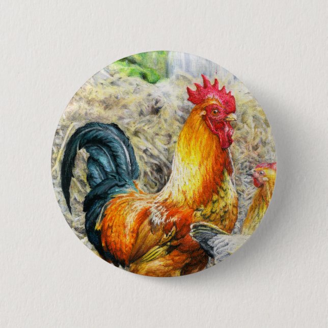 Chapa Redonda De 5 Cm Orgulloso Rooster (Anverso)
