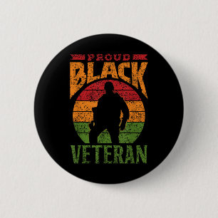 Chapa Redonda De 5 Cm Orgulloso soldado negro veterano militar afroameri