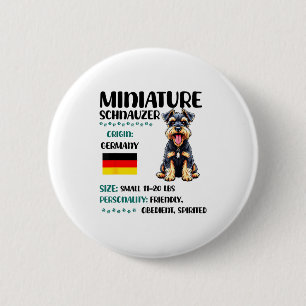 Chapa Redonda De 5 Cm Origen del Schnauzer Miniatura Divertido Mini Schn