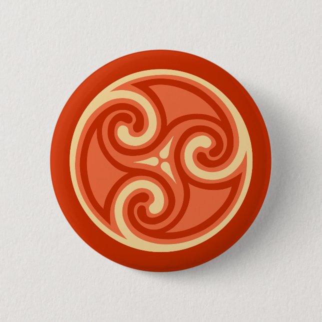Chapa Redonda De 5 Cm Ornamento de Celtic Triskele, Naranja mandarín (Anverso)