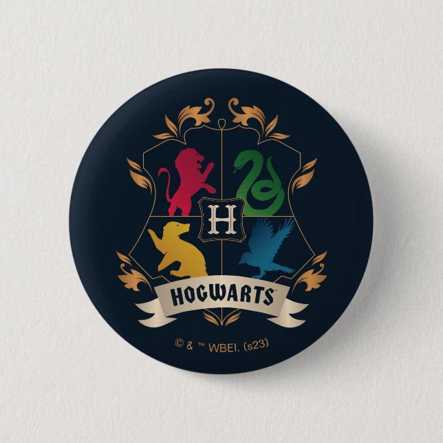 Chapa Redonda De 5 Cm Ornate HOGWARTS™ House Escudo (Anverso)