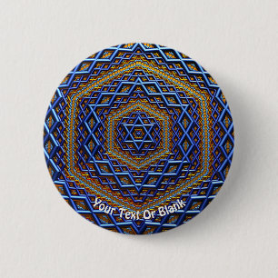 Chapa Redonda De 5 Cm Ornate Metallic Magen David