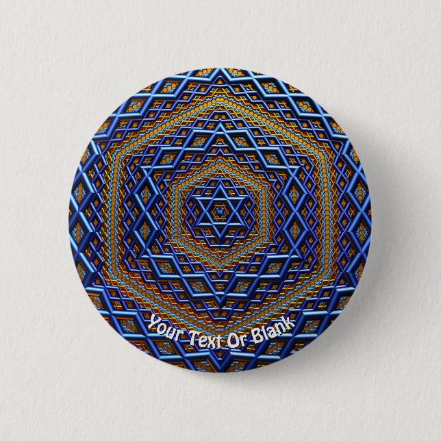 Chapa Redonda De 5 Cm Ornate Metallic Magen David (Anverso)