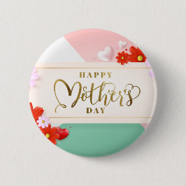 Chapa Redonda De 5 Cm Oro blanco verde rosado floral moderno de Rubor