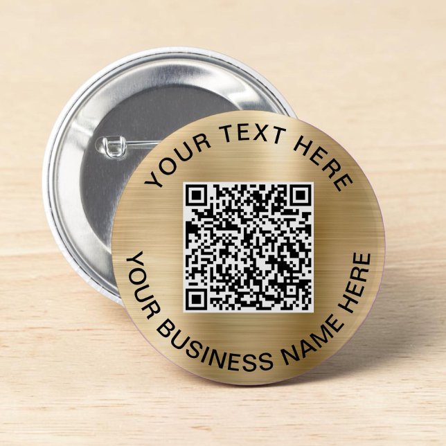 Chapa Redonda De 5 Cm Oro promocional de código QR (QR Code Promotional Gold Button)