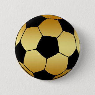 CHAPA REDONDA DE 5 CM ORO Y BALÓN DE FÚTBOL NEGRO