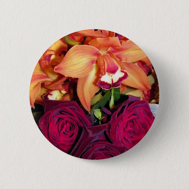 Chapa Redonda De 5 Cm Orquídeas y Rosas_ (Anverso)