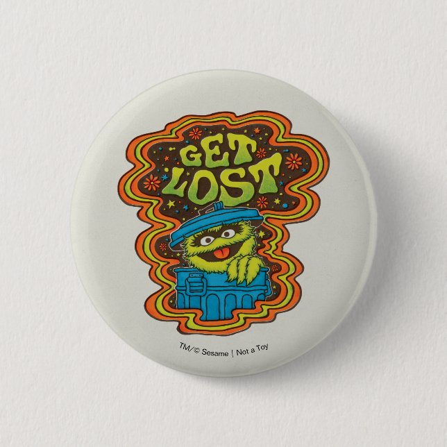 Chapa Redonda De 5 Cm Oscar el Grouch | Psicodélico (Anverso)