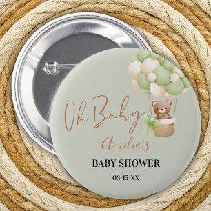Chapa Redonda De 5 Cm Osito Verde Neutral Oh Baby Globo 