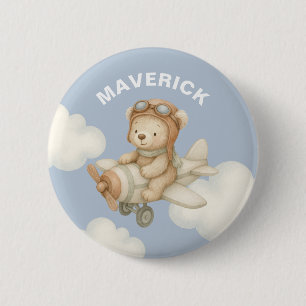 Chapa Redonda De 5 Cm Oso Aventura Acuarela Lindo Nombre Personalizado N