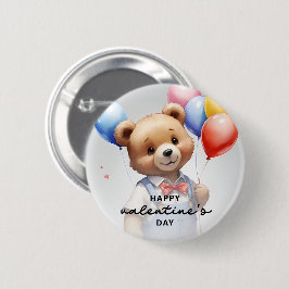 Chapa Redonda De 5 Cm Oso De Acuarela De Color Cutáneo el día de San Val