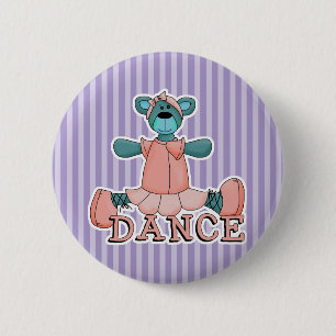 Chapa Redonda De 5 Cm Oso de baile de bailarina azul y rosa