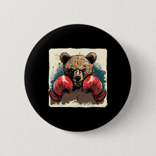 Chapa Redonda De 5 Cm Oso De Boxeo Con Guantes De Boxeo Kickboxing Caja
