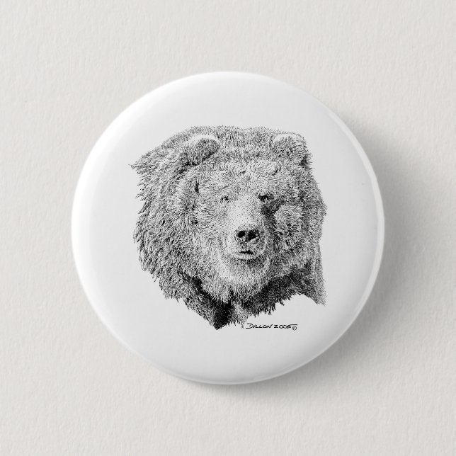 Chapa Redonda De 5 Cm Oso de Grizzy (Anverso)