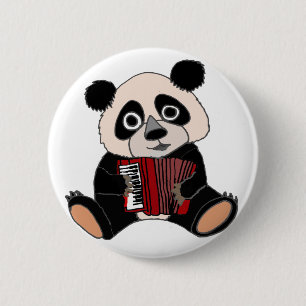 Chapa Redonda De 5 Cm Oso de panda divertido que juega el acordeón
