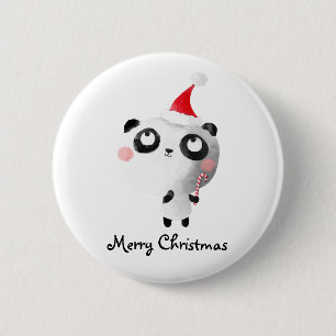 Chapa Redonda De 5 Cm Oso de panda lindo del navidad