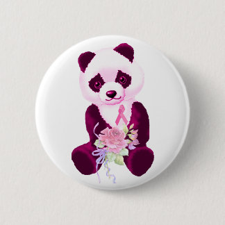 Chapa Redonda De 5 Cm Oso de panda rosado de la cinta