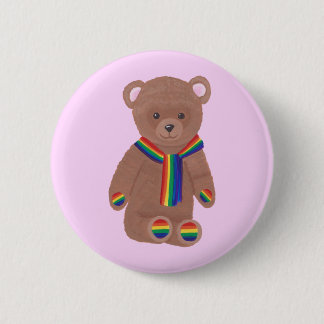Chapa Redonda De 5 Cm Oso de peluche, bufanda y patas, botones gay del