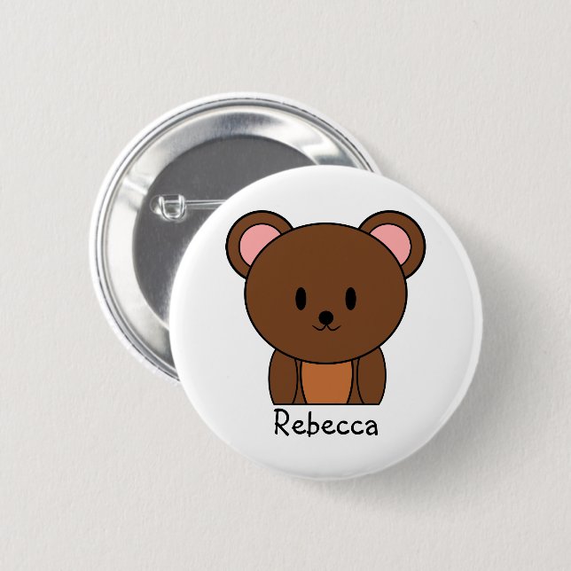 Chapa Redonda De 5 Cm Oso de peluche marrón personalizado (Anverso y reverso)