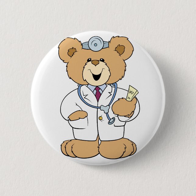Chapa Redonda De 5 Cm Oso de peluche médico lindo (Anverso)