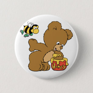 Chapa Redonda De 5 Cm Oso Divertido Escabulléndose Miel