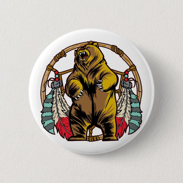 Chapa Redonda De 5 Cm Oso Dreamcatcher (Anverso)