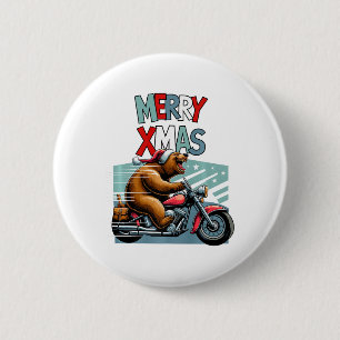 Chapa Redonda De 5 Cm Oso En Biker Con Navidades Gorra Deseos De Feliz N